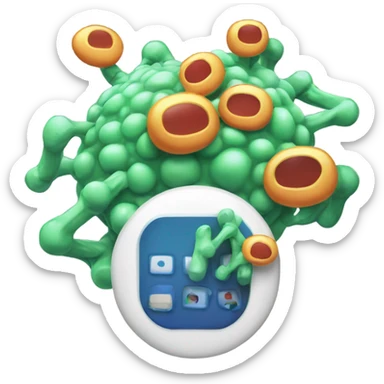 a biological cell with phones in it sticker