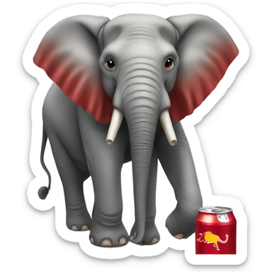 Elephant holding a Red Bull sticker
