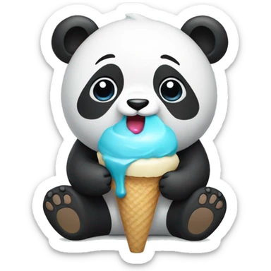 Panda eating ice cream sticker
