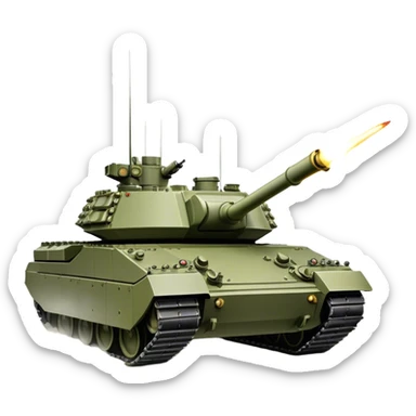 Challenger 2 (2018) – Cinematic-realistic Challenger 2 tank, its massive olive-drab frame pushing through a battlefield covered in thick fog. The powerful rifled gun steadies on a distant target, while its heavy Chobham armor deflects small arms fire, the battlefield illuminated by the glow of flares overhead. sticker