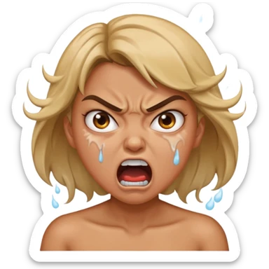 very angry and mad enraged fuming foaming at the mouth emoji really mad and sweating lots of detail girl  sticker