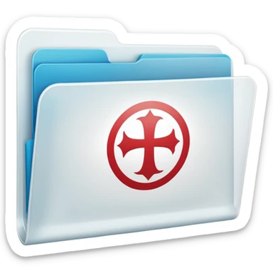 A **simple emoji-style icon** of a **transparent white plastic folder**, minimal and clean, with **rounded corners**, subtle translucency, soft shading, and a **small Choliseo de Puerto Rico arena symbol** on the front.
 sticker