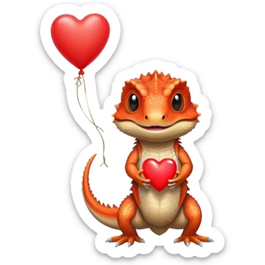 bearded dragon holding a heart balloon sticker