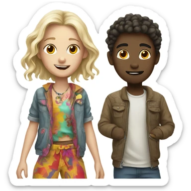 White boy with crazy clothes loving a girl a lot sticker