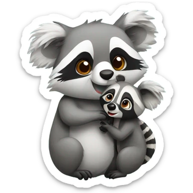 Raccoon and koala in love  sticker