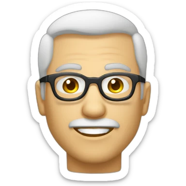 Viel homme blanc chauve avec lunettes rondes SANS moustache visage rond sticker