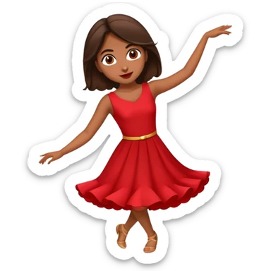 latina girl with red dress and big almond eyes dancing sticker