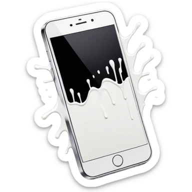 white paint spilled on phone  sticker