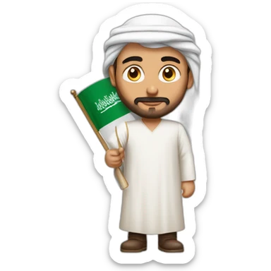 a man from saudi arabia, with a red shemag sticker