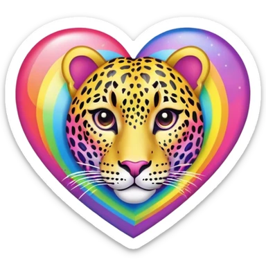 lisa frank rainbow leopard print heart sticker