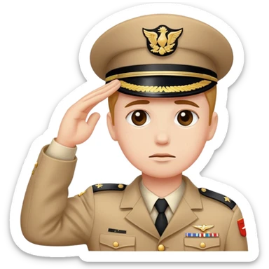 Sad face saluting   sticker