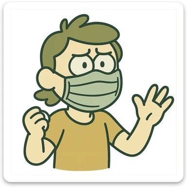 covid mask, modern look, green gold and white color scheme, rounded shapes, simple design sticker