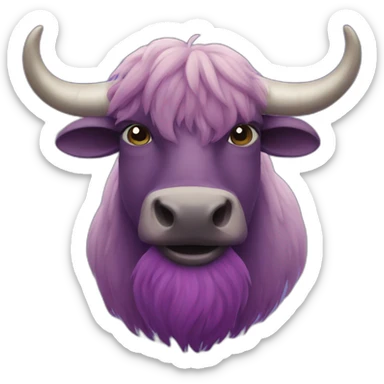 purple moustache yak sticker