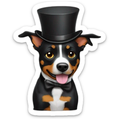 black australian cattle dog in a tiny top hat sticker