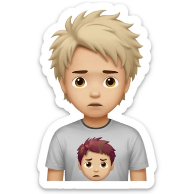 a scared child with a man silhouette behind the back sticker