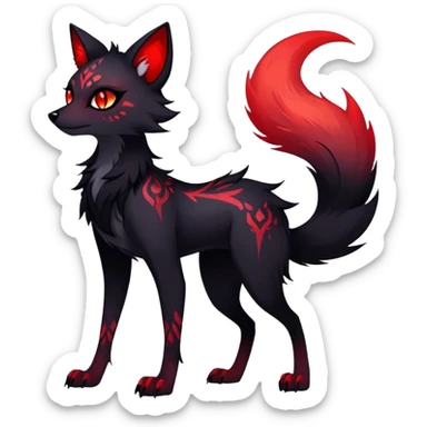 Vibrant edgy gothic Falvie-Fionbri-creature-sparkle-vixen-fursona, full body, with random markings sticker