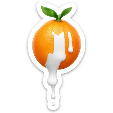 Half tangerine with white paint dripping inside down sticker