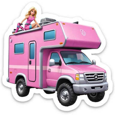 Barbies off-roading rock-climbing dream Winnebago  sticker