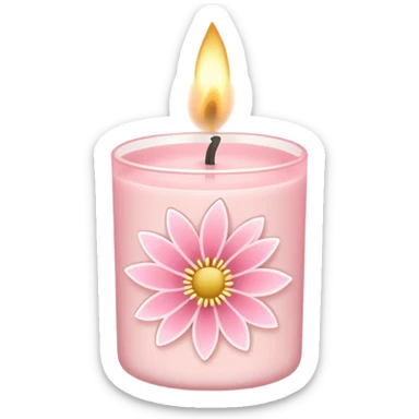 Light pink bath and body works floral line art candle sticker