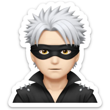 Gojo saturo with spiky hair and blind fold sticker