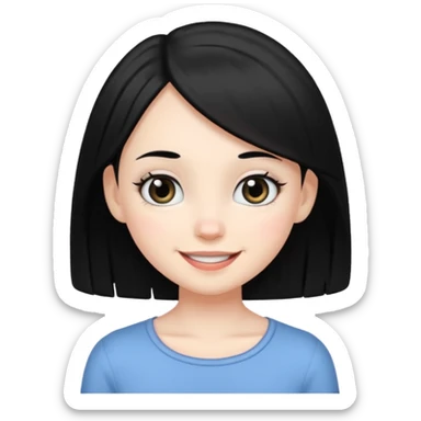 A white skin daughter with black hair and eyes. Skinny and cute sticker