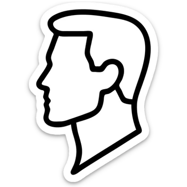 a man with a prominent jawline, icon style, minimalistic, strong jawline emphasis sticker