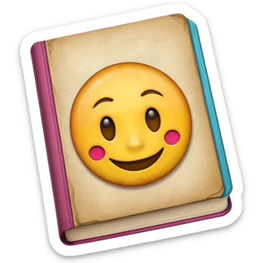 A textbook with the word 'emoji' written on the cover sticker