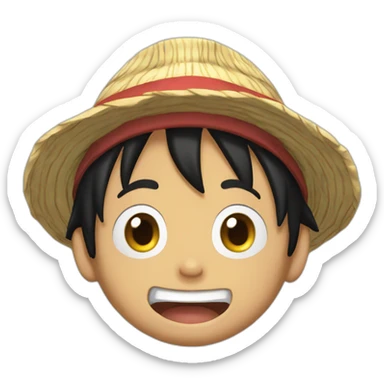 Luffy with heart eyes and a wide opened mouth sticker