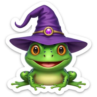 frog wear purple wicth hat sticker
