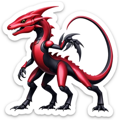 Shiny Gothic Edgy epic Salandit-Genesect-Miraidon-Fakémon-hybrid-creature (full body)  sticker