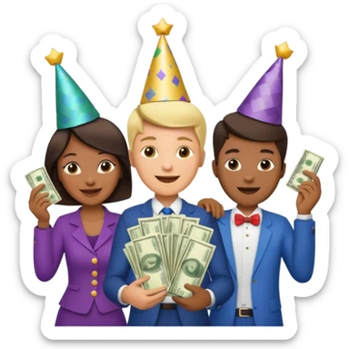 group of people who just won money sticker