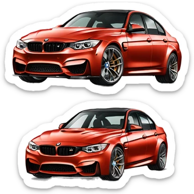 RED f80 BMW M3 front view sticker