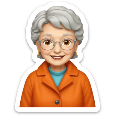 a granny with orange coat sticker