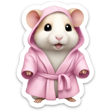 baby hamster in light pink robe full body sticker