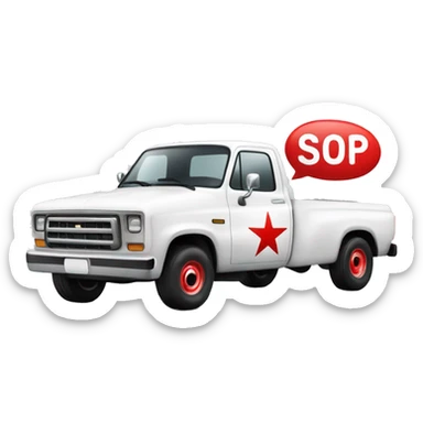 white pick up truck that says star line tours in red ink sticker