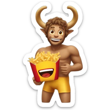 satyr-and-nymph-excitedly-eating-mcdonalds sticker