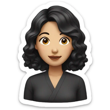 asian woman with wavy black hair sticker