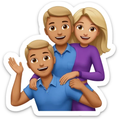 guy holding women up in the air on his waist women has mouth open  sticker