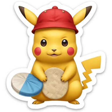 génère moi un Pikachu avec des papillotes et une kippa sticker