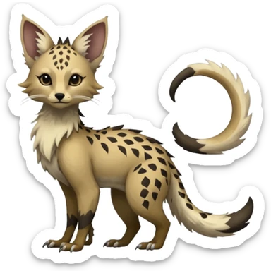Feral Rare Fantasy Vernid-Trico-species by LiLaiRa, random markings, tufted tail, tufted ears, full body sticker