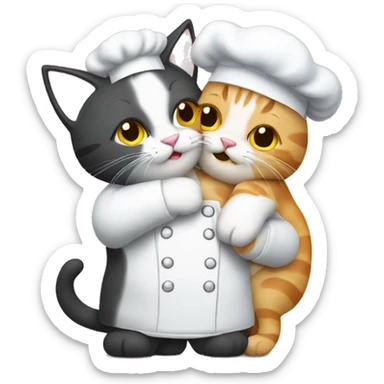 chef cat hugging another cat sticker