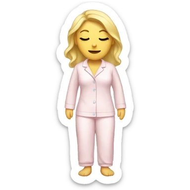 full body blonde white woman in pjs with eyes closed sticker