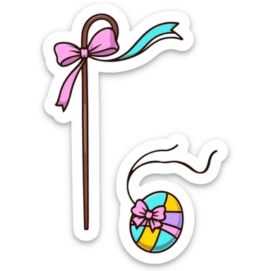 Easter whip with decorative ribbons and bows in pastel colors sticker
