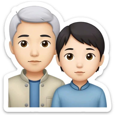 asian boy and his older sister sticker