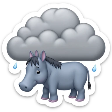 Eeyore under a raining cloud sticker