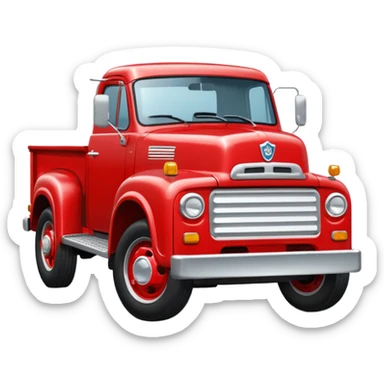 red truck with a plate showing white "TIR" on the front sticker