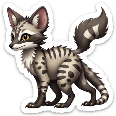Cute Realistic Feral Rare Fantasy dark Vernid-Sergal-Genet-Trico-species by LiLaiRa, random markings, tufted tail, tufted ears, full body sticker