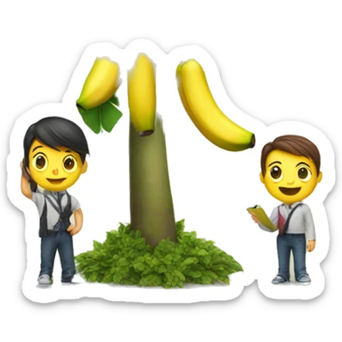 Banana tree and students  sticker