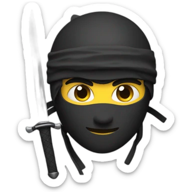 a ninja with a t shaped dagger on its forehead sticker