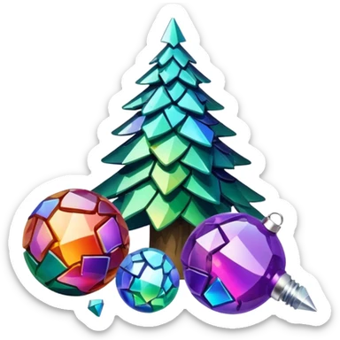 broken pieces of Christmas tree balls sticker